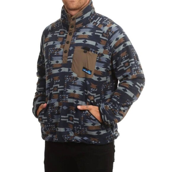 Kavu Teannawa Fleece Pullover Ink Arcade Aztec design Extra Small - Picture 1 of 9
